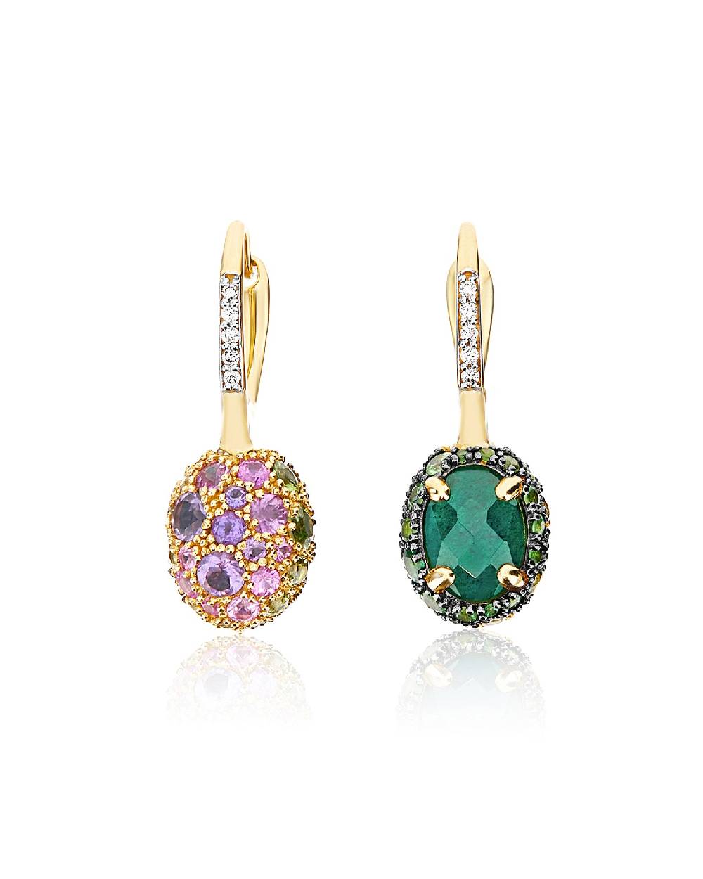 Nanis Orecchini CILIEGINE "DANCING REVERSE" double face in oro, diamanti, ts – Nanis Italian Jewels