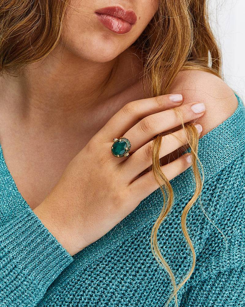 Nanis Anello "DANCING REVERSE" double face in oro, diamanti, tsavorite, amet – Nanis Italian Jewels Affare Del Giorno