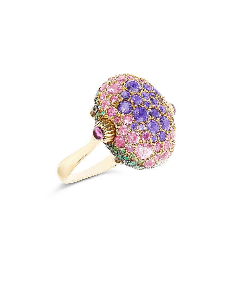 Nanis Anello "DANCING REVERSE" double face in oro, diamanti, tsavorite, amet – Nanis Italian Jewels Affare Del Giorno