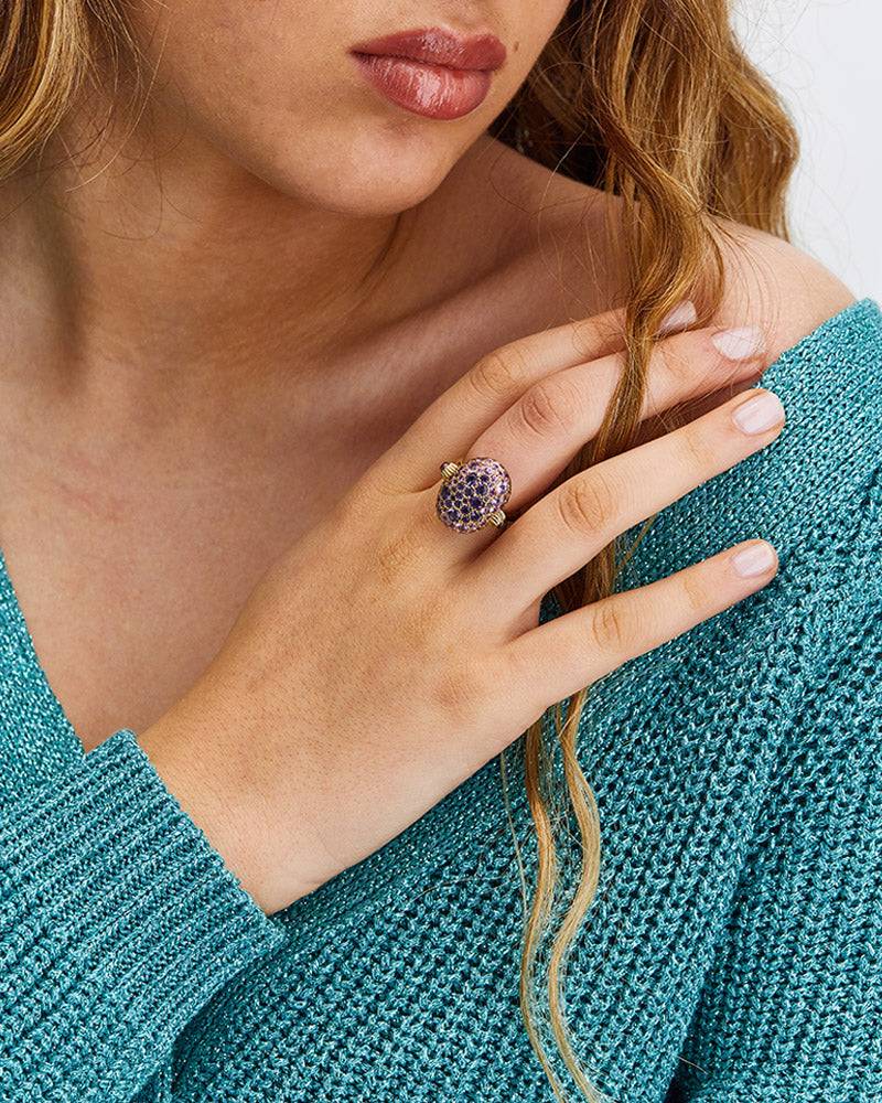 Nanis Anello "DANCING REVERSE" double face in oro, diamanti, tsavorite, amet – Nanis Italian Jewels Affare Del Giorno