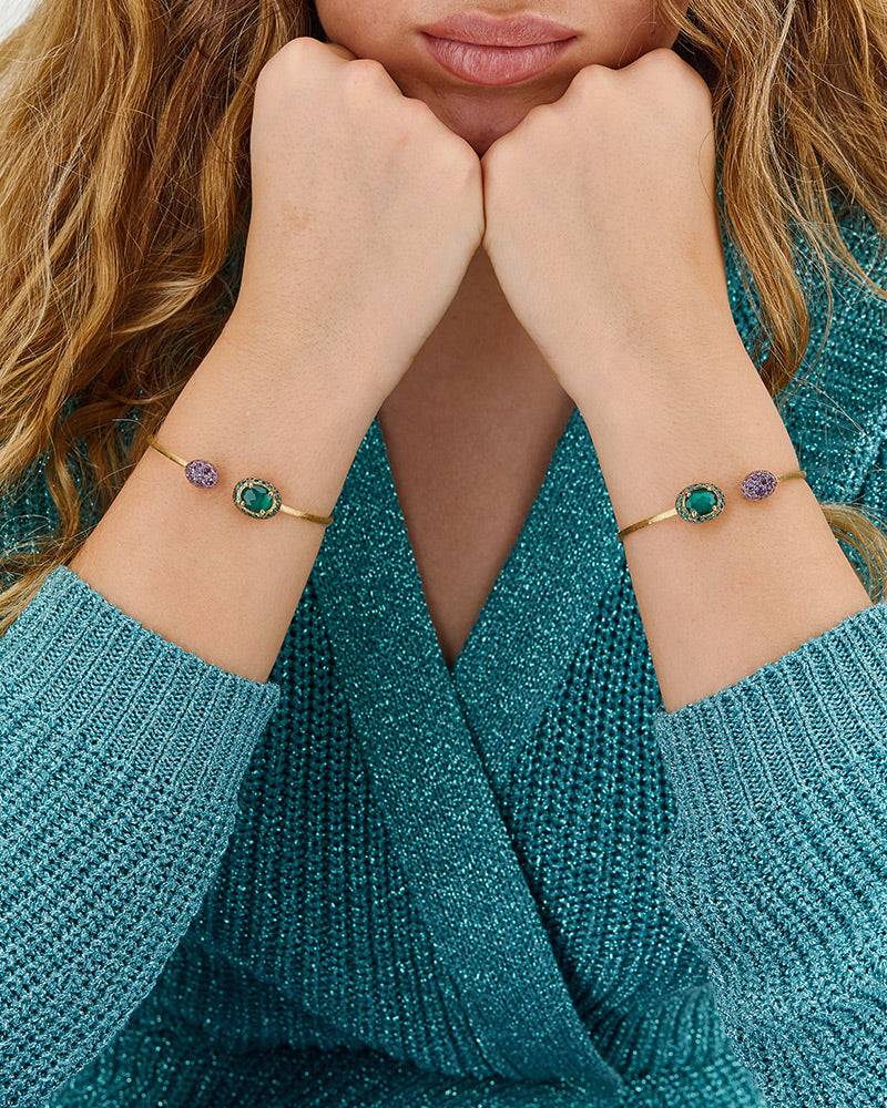 Nanis Bracciale a schiava "DANCING REVERSE" in oro, diamanti, tsavorite, ame – Nanis Italian Jewels Convenienza