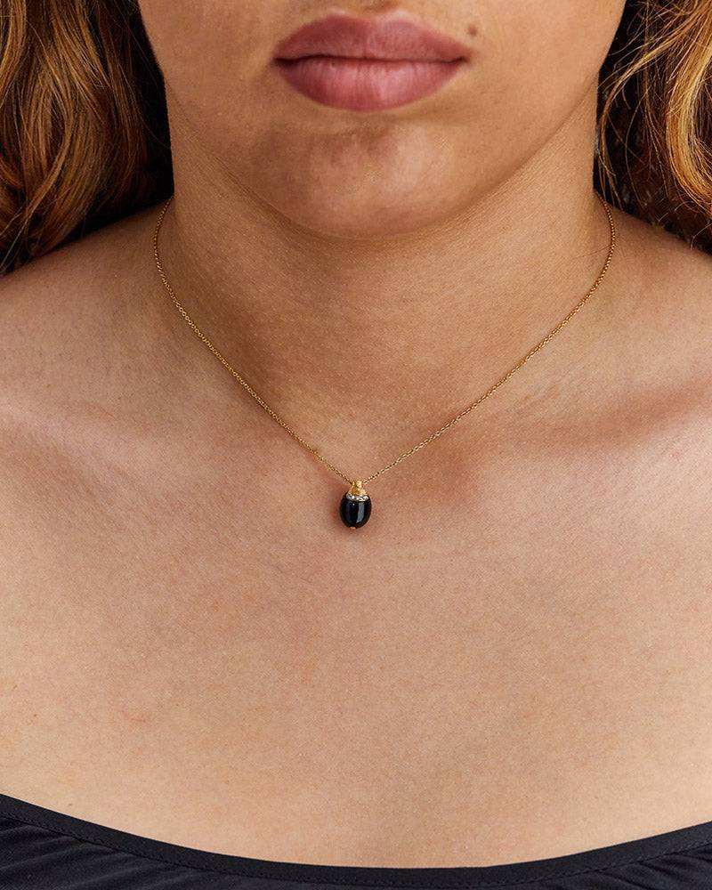 Nanis Collana "DANCING MYSTERY BLACK" pendente in oro con boule in onice ner – Nanis Italian Jewels Online