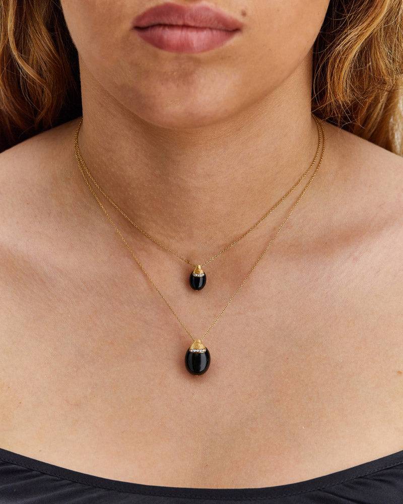Nanis Collana "DANCING MYSTERY BLACK" pendente in oro con boule in onice ner – Nanis Italian Jewels Online