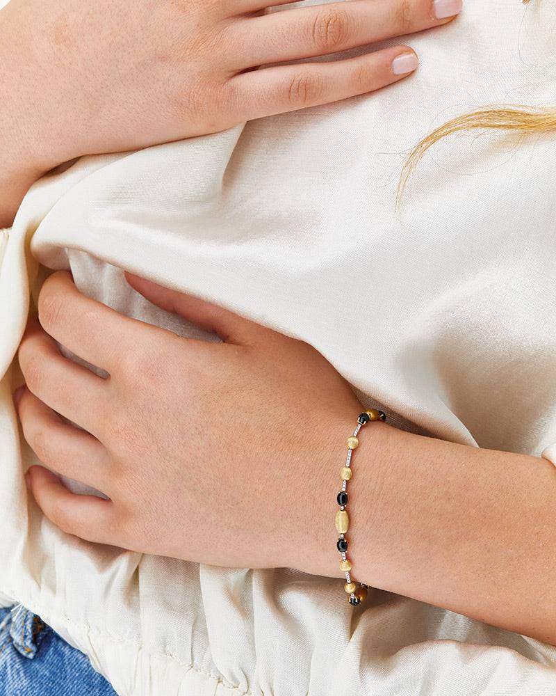 Nanis Bracciale tennis "DANCING MYSTERY BLACK" in oro, diamanti e onice nero – Nanis Italian Jewels Outlet