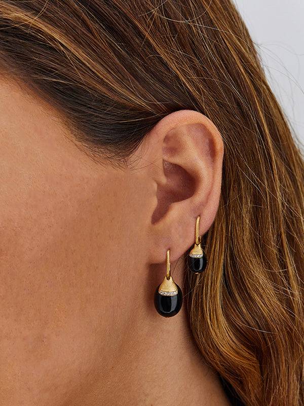 Nanis Orecchini CILIEGINE "DANCING MYSTERY BLACK" pendenti con boules in oro – Nanis Italian Jewels Saldi