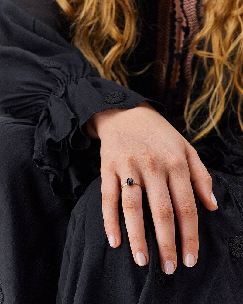 Nanis Anello "DANCING MYSTERY BLACK" con boule in oro, diamanti e onice nero – Nanis Italian Jewels Vendita Calda