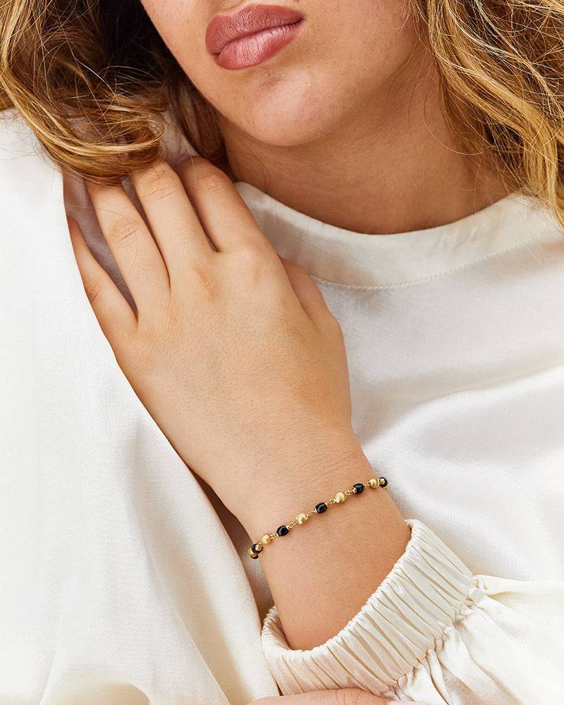 Nanis Bracciale "DANCING MYSTERY BLACK" casual con boules in oro e onice ner – Nanis Italian Jewels Negozio