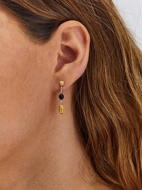 Nanis Orecchini "DANCING MYSTERY BLACK" pendenti in oro, diamanti e onice ne – Nanis Italian Jewels In Saldo