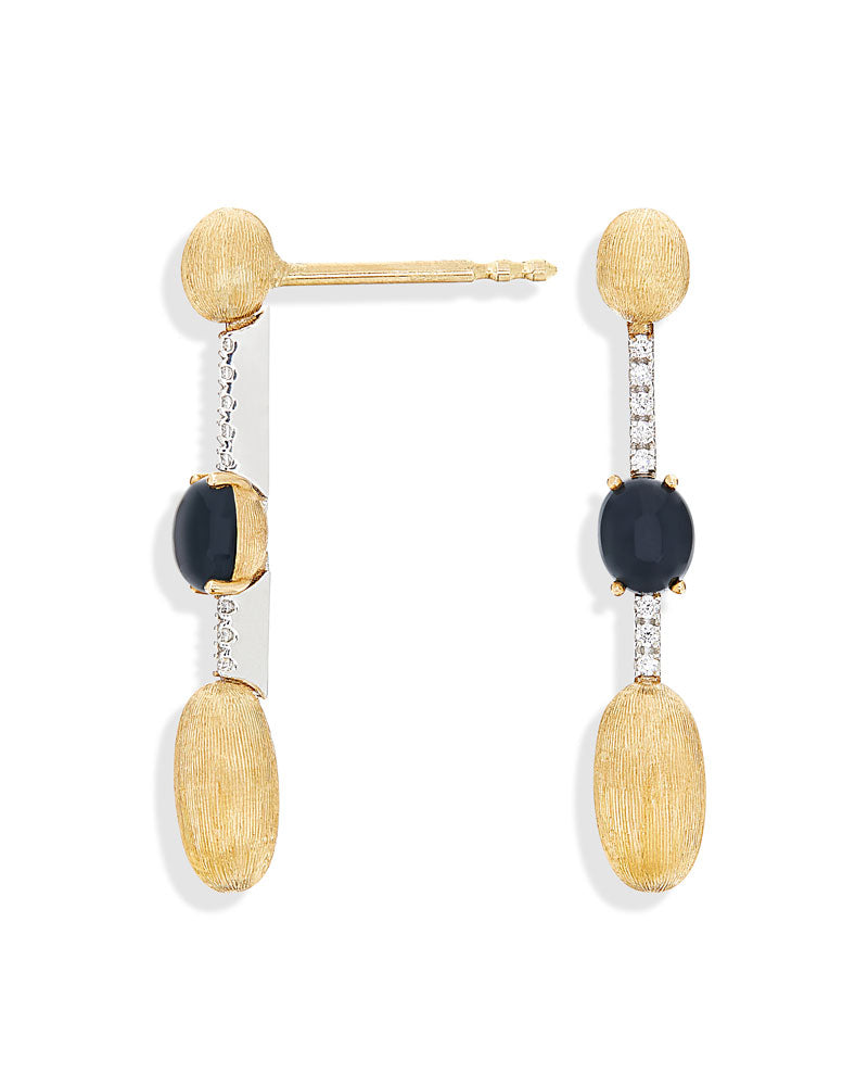 Nanis Orecchini "DANCING MYSTERY BLACK" pendenti in oro, diamanti e onice ne – Nanis Italian Jewels In Saldo
