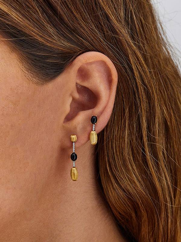 Nanis Orecchini "DANCING MYSTERY BLACK" pendenti in oro, diamanti e onice ne – Nanis Italian Jewels In Saldo