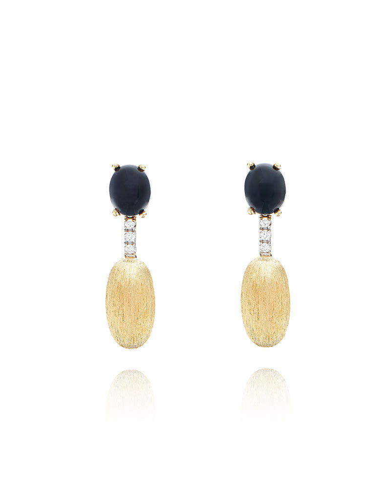Nanis Orecchini "DANCING MYSTERY BLACK" pendenti in oro, diamanti e onice ne – Nanis Italian Jewels