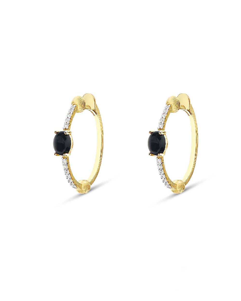 Nanis Orecchini "DANCING MYSTERY BLACK" a cerchio in oro, diamanti e onice n – Nanis Italian Jewels Moda