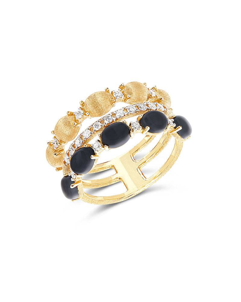Nanis Anello "DANCING MYSTERY BLACK" a tripla fascia, pavé di diamanti, boul – Nanis Italian Jewels