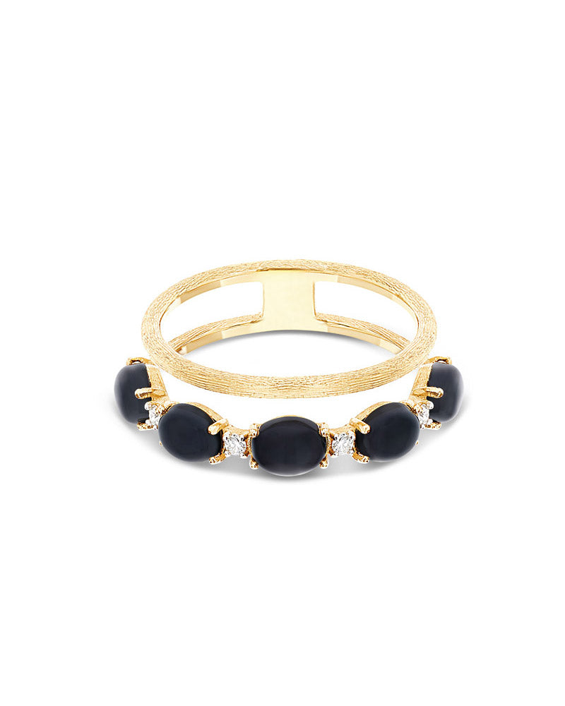 Nanis Anello "DANCING MYSTERY BLACK" a doppia fascia in oro, diamanti e onic – Nanis Italian Jewels 2025