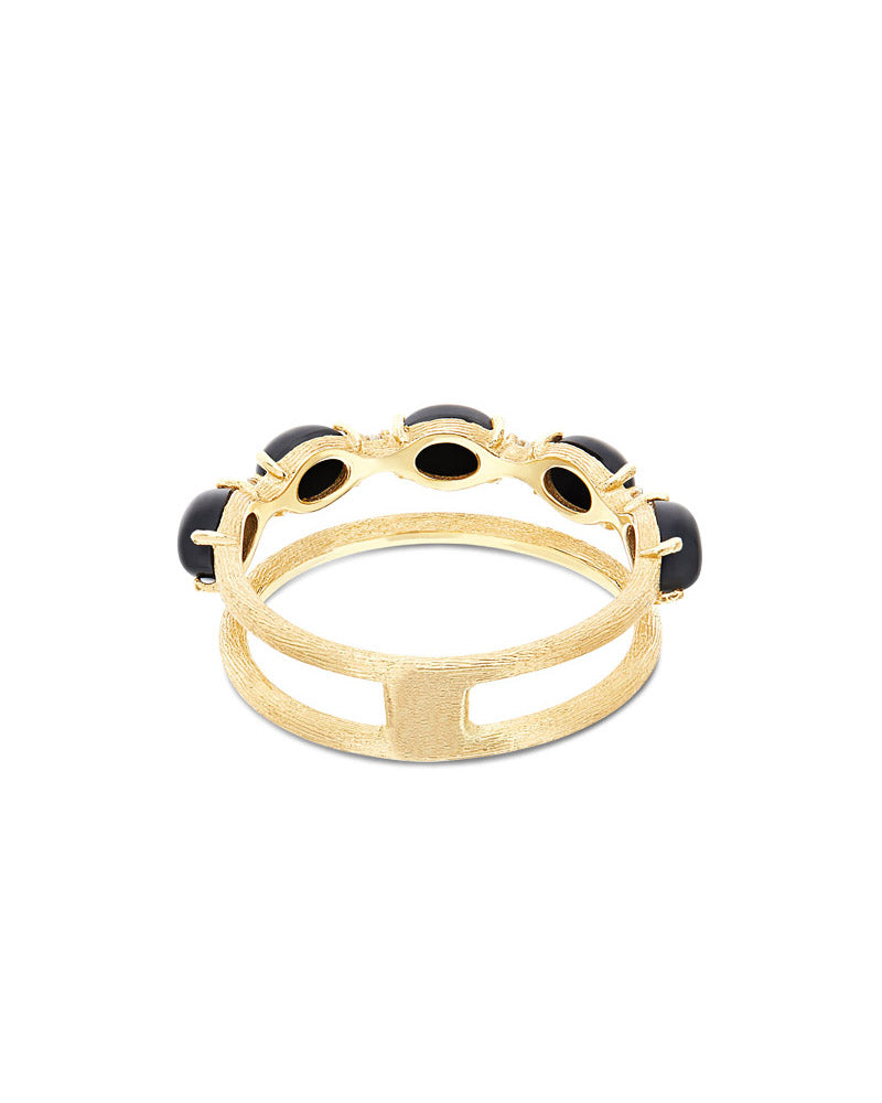 Nanis Anello "DANCING MYSTERY BLACK" a doppia fascia in oro, diamanti e onic – Nanis Italian Jewels 2025
