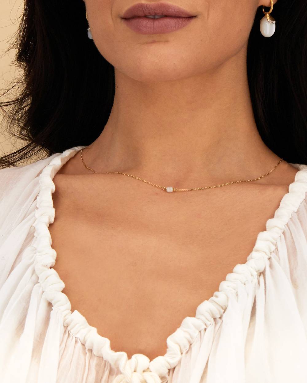 Nanis Collana "WHITE DESERT" in oro e pietra di luna (corta) – Nanis Italian Jewels Negozi Online