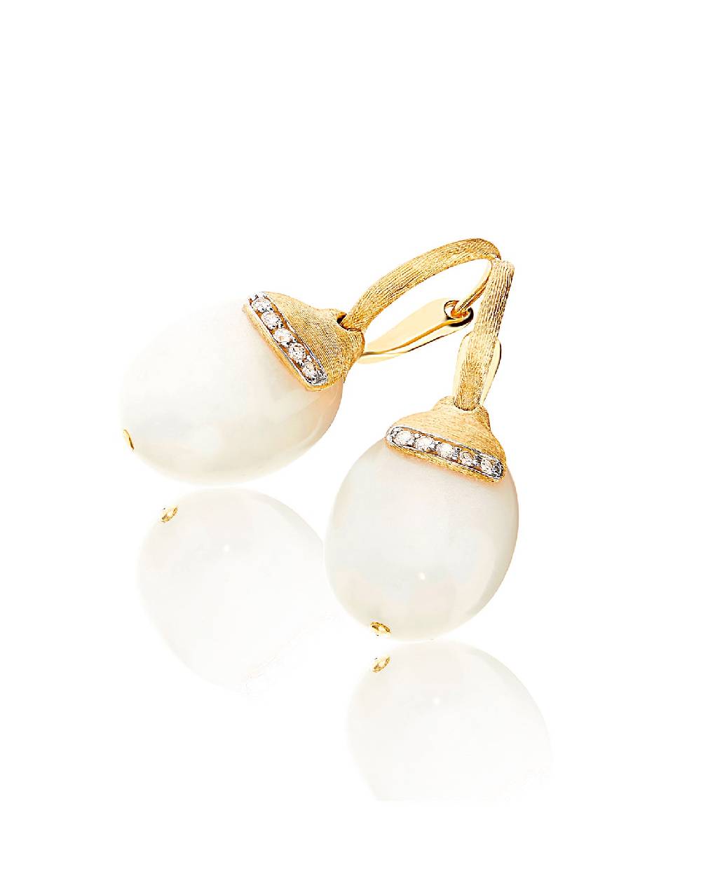 Nanis Orecchini ciliegine "WHITE DESERT" pendenti in oro, pietra di luna e d – Nanis Italian Jewels Consegna Veloce