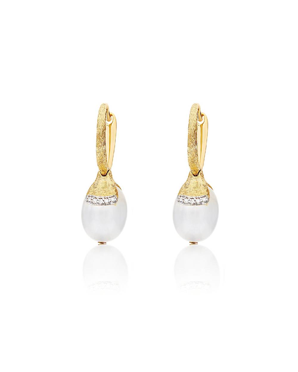 Nanis Orecchini ciliegine "WHITE DESERT" pendenti in oro, pietra di luna e d – Nanis Italian Jewels
