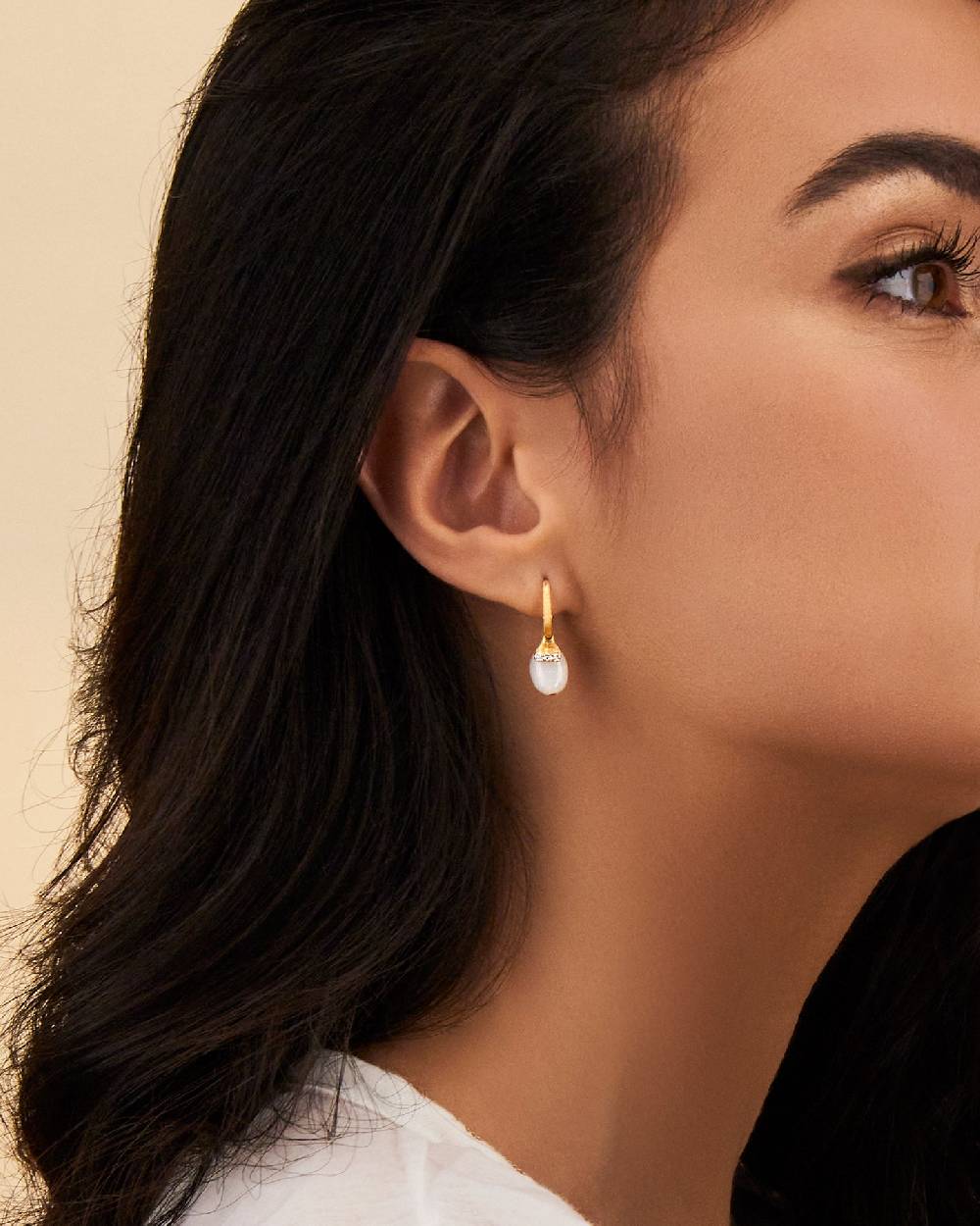 Nanis Orecchini ciliegine "WHITE DESERT" pendenti in oro, pietra di luna e d – Nanis Italian Jewels Promozione Limitata