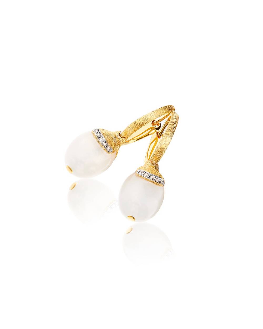 Nanis Orecchini ciliegine "WHITE DESERT" pendenti in oro, pietra di luna e d – Nanis Italian Jewels Promozione Limitata