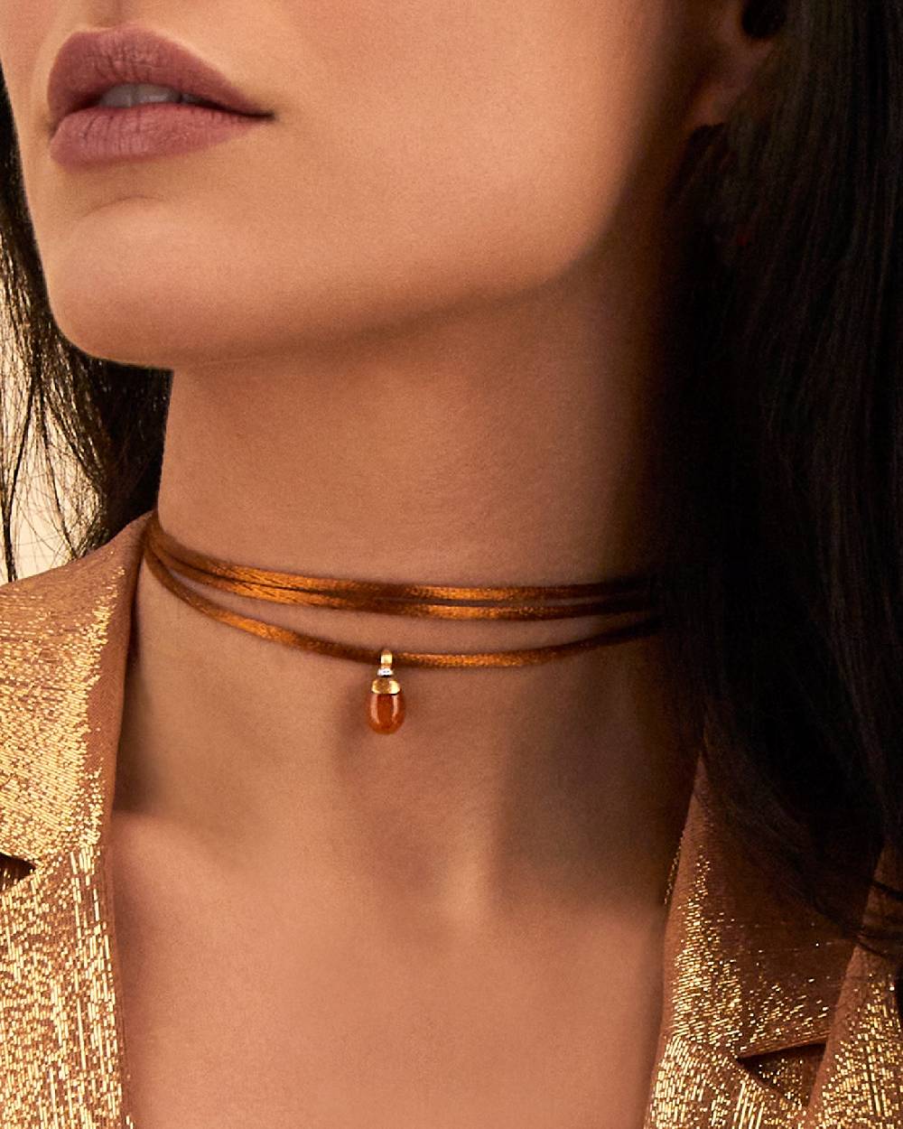 Nanis Pendente "PETRA" in oro, diamanti e avventurina arancione (piccolo) – Nanis Italian Jewels Sottocosto