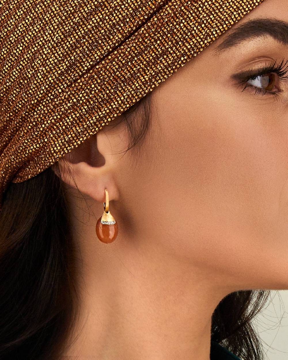Nanis Orecchini ciliegine "PETRA" pendenti in oro, avventurina arancione e d – Nanis Italian Jewels Offerta