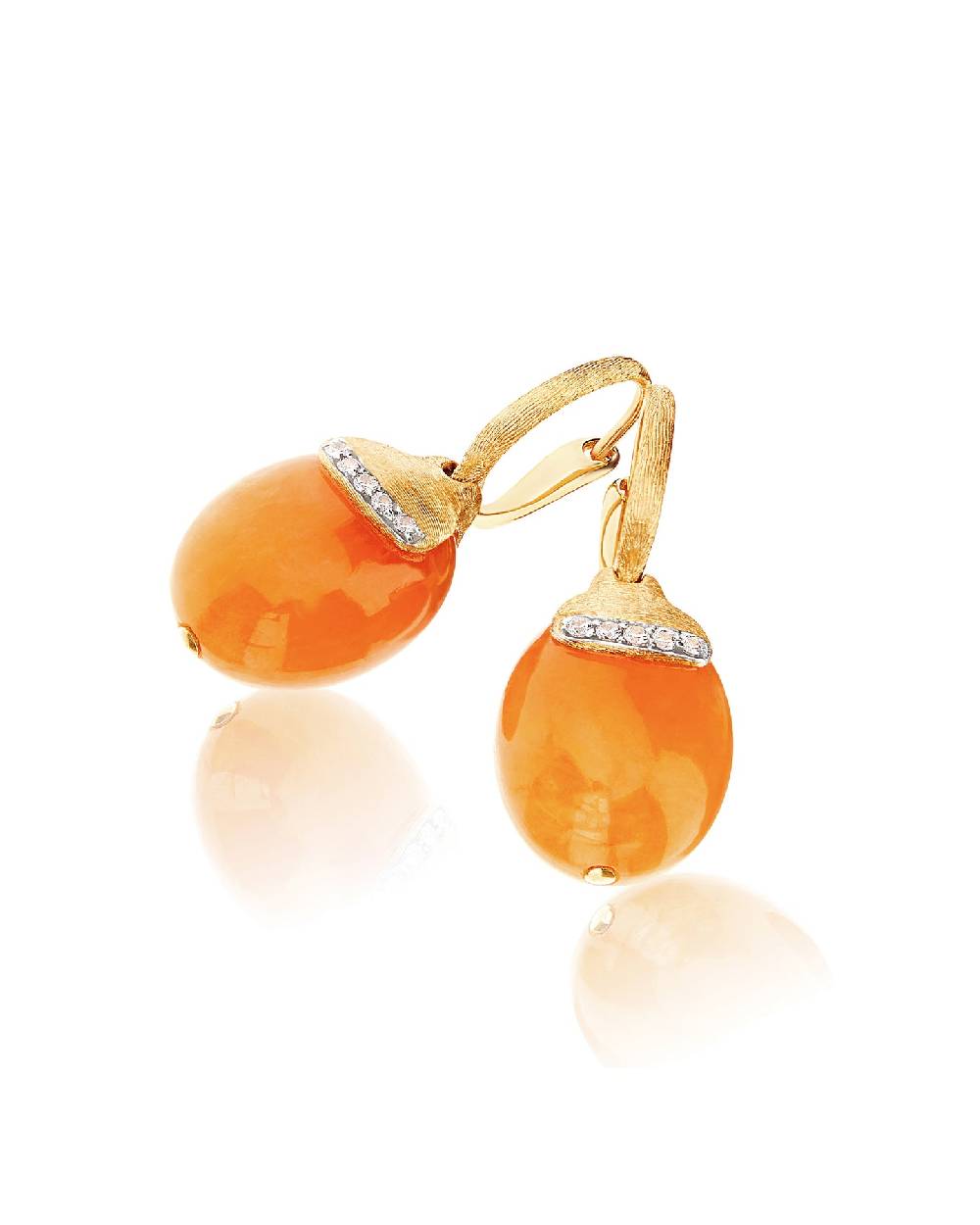 Nanis Orecchini ciliegine "PETRA" pendenti in oro, avventurina arancione e d – Nanis Italian Jewels Offerta