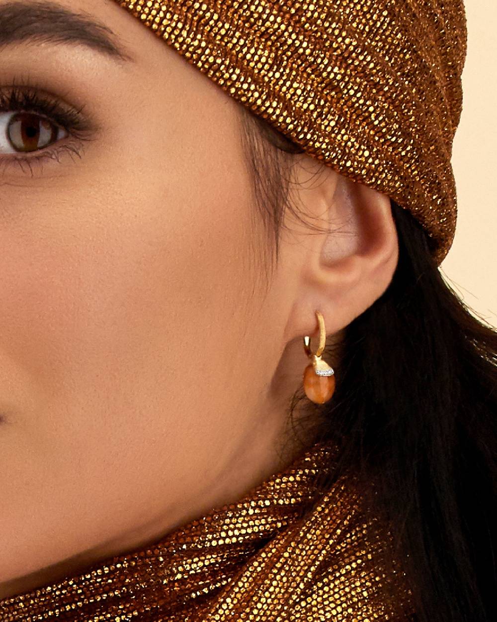 Nanis Orecchini ciliegine "PETRA" pendenti in oro, avventurina arancione e d – Nanis Italian Jewels Economico