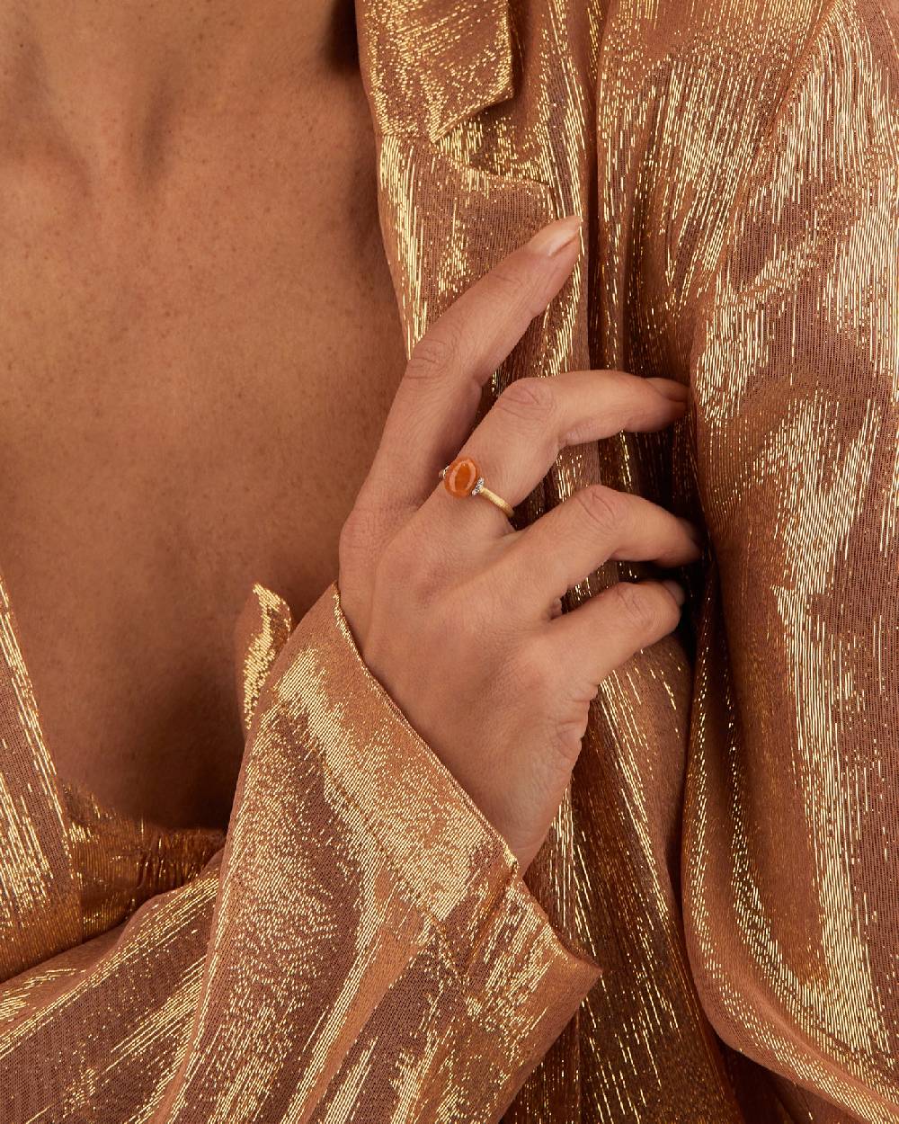 Nanis Anello "PETRA" in oro, diamanti e avventurina arancione (piccolo) – Nanis Italian Jewels Outlet