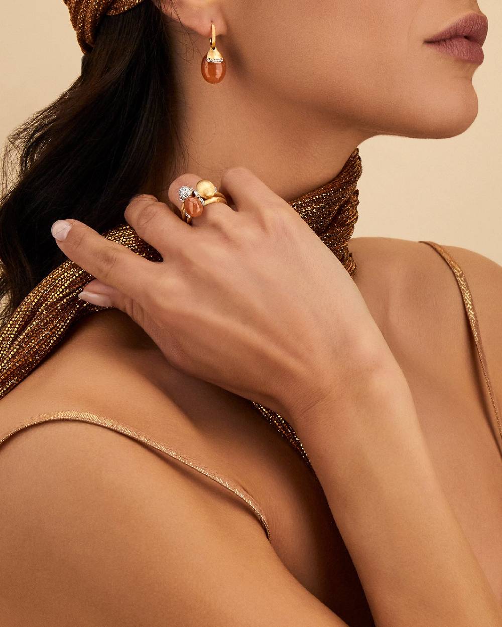 Nanis Anello "PETRA" in oro, diamanti e avventurina arancione (piccolo) – Nanis Italian Jewels Outlet