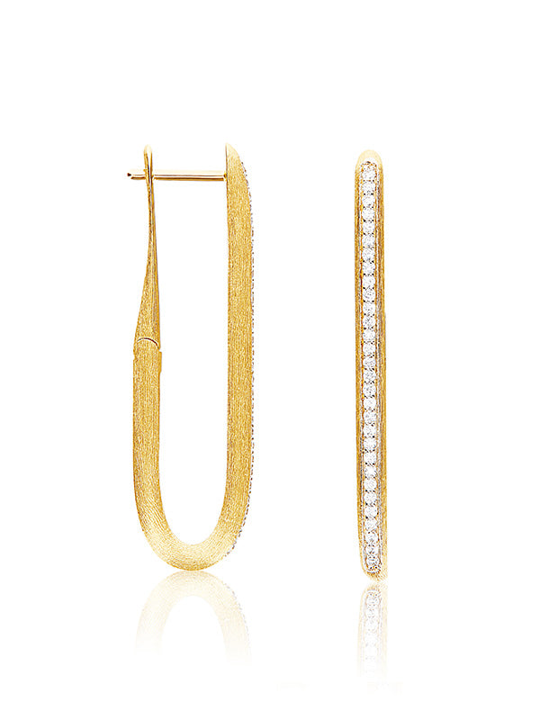Nanis Orecchini a cerchio "LIBERA" squadrati grandi in oro e diamanti – Nanis Italian Jewels