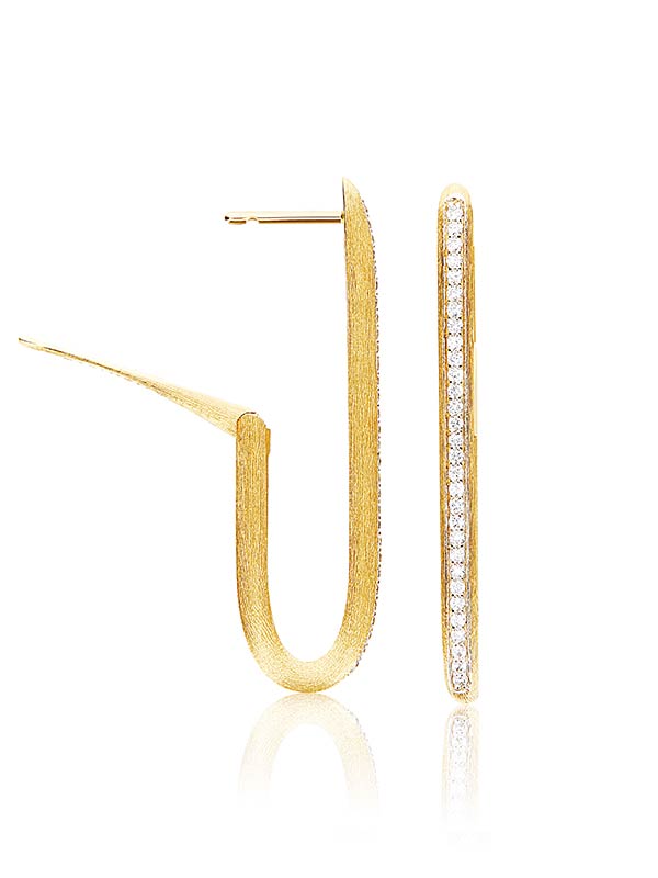 Nanis Orecchini a cerchio "LIBERA" squadrati grandi in oro e diamanti – Nanis Italian Jewels Nuova