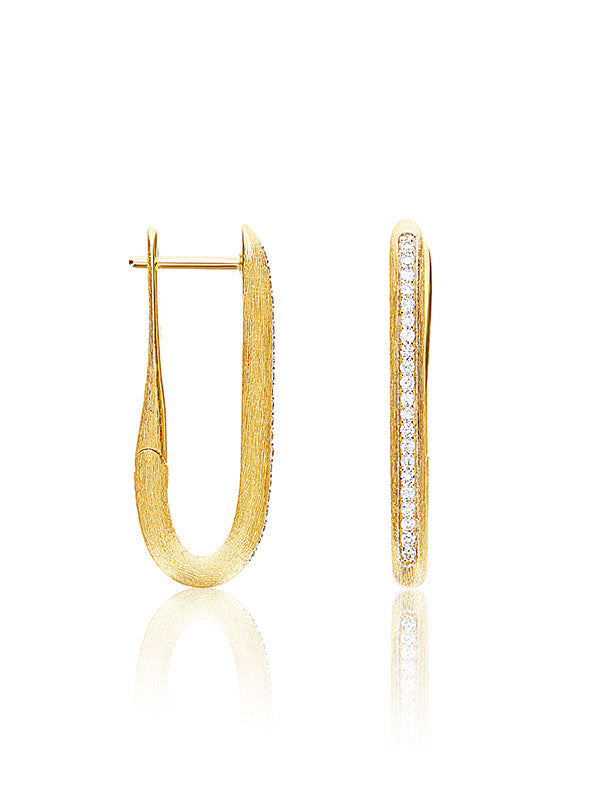 Nanis Orecchini a cerchio "LIBERA" squadrati medi in oro e diamanti – Nanis Italian Jewels