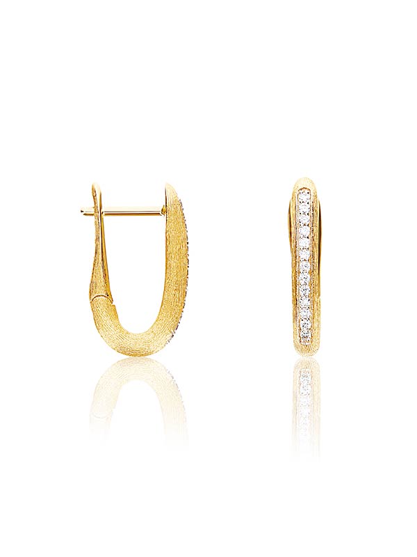 Nanis Orecchini a cerchio "LIBERA" squadrati piccoli in oro e diamanti – Nanis Italian Jewels