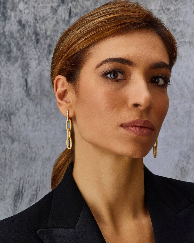 Nanis Orecchini "LIBERA SOUL" pendenti con triplo elemento in oro e diamanti – Nanis Italian Jewels Promozione Limitata