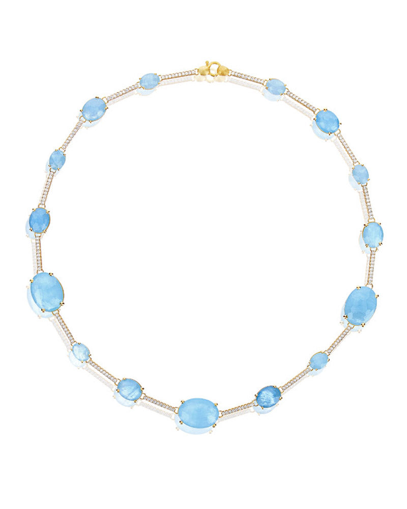 Nanis Collana girocollo "ARIA" in oro, acquamarina e barrette di diamanti – Nanis Italian Jewels