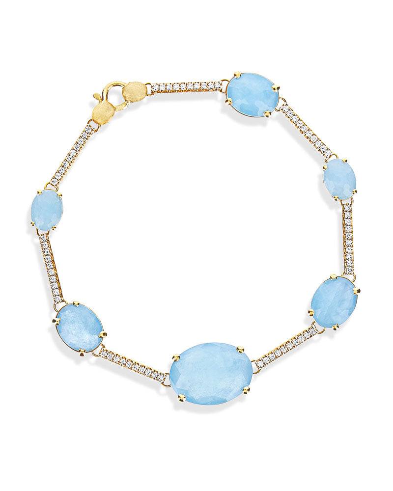 Nanis Bracciale "ARIA" in oro, acquamarina e barrette di diamanti – Nanis Italian Jewels