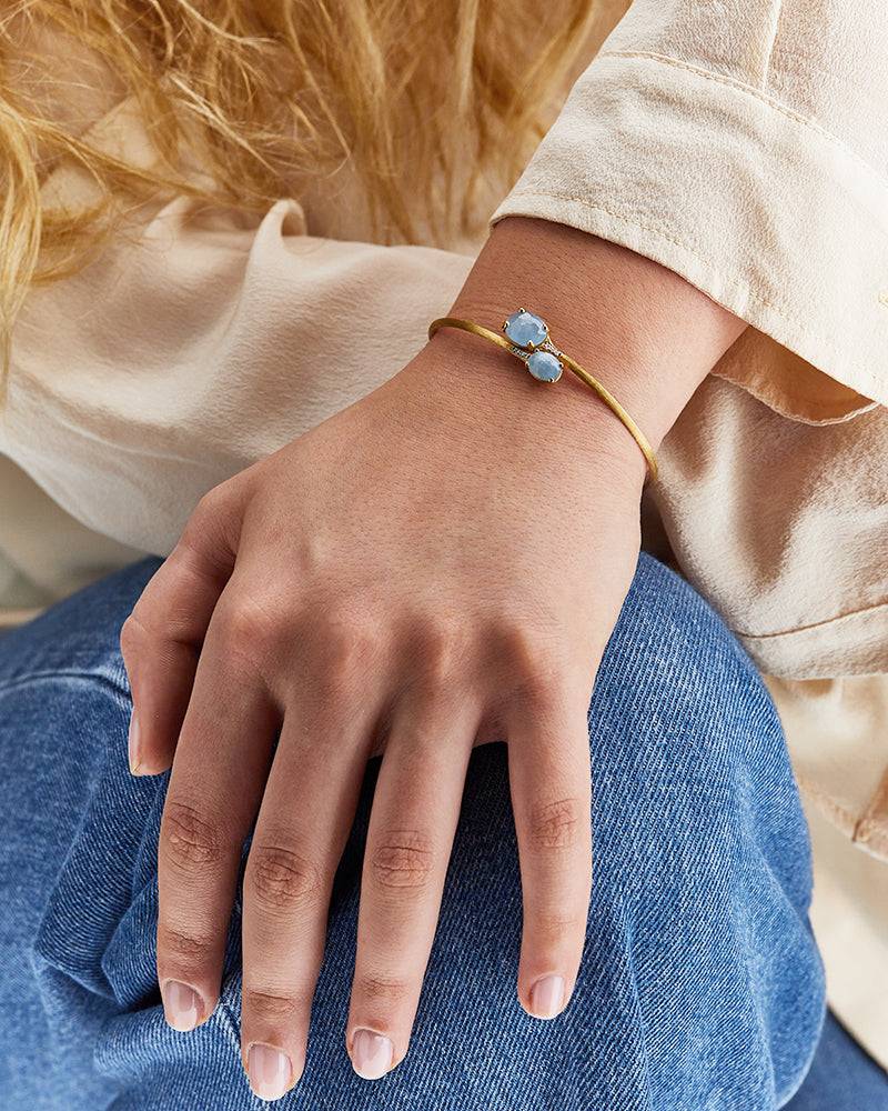 Nanis Bracciale a schiava "IPANEMA" in oro, acquamarina e diamanti – Nanis Italian Jewels Novità