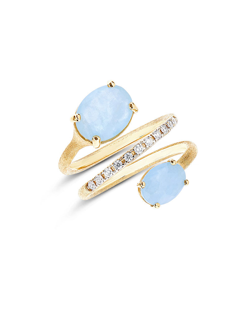 Nanis Anello contrariè "IPANEMA" in oro, acquamarina e diamanti – Nanis Italian Jewels