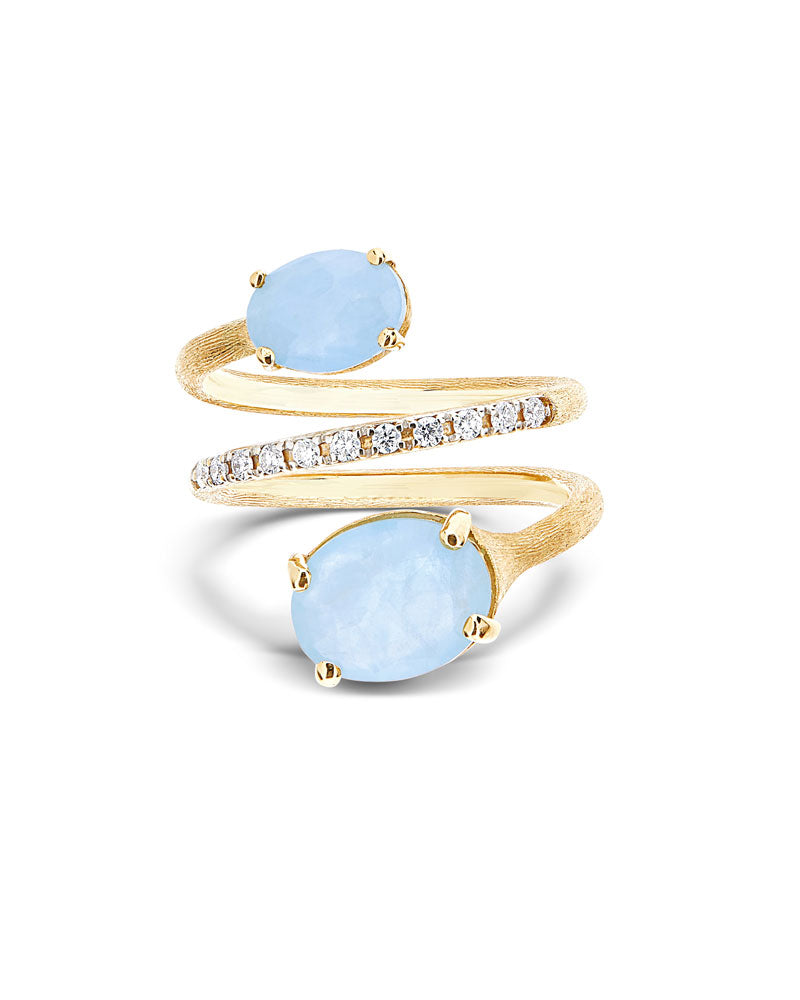 Nanis Anello contrariè "IPANEMA" in oro, acquamarina e diamanti – Nanis Italian Jewels Presa