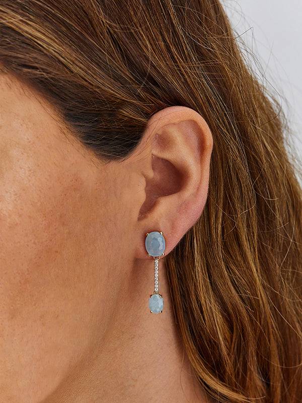 Nanis Orecchini "IPANEMA" in oro, acquamarina e barrette di diamanti – Nanis Italian Jewels Offerta