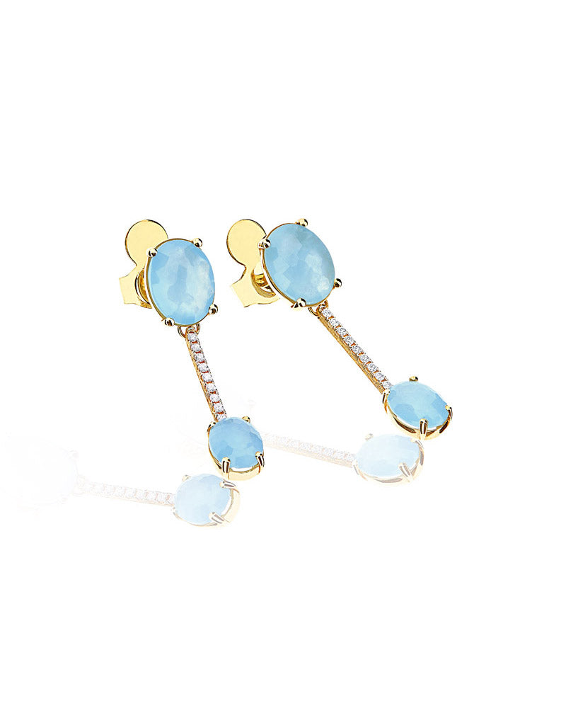 Nanis Orecchini "IPANEMA" in oro, acquamarina e barrette di diamanti – Nanis Italian Jewels Offerta