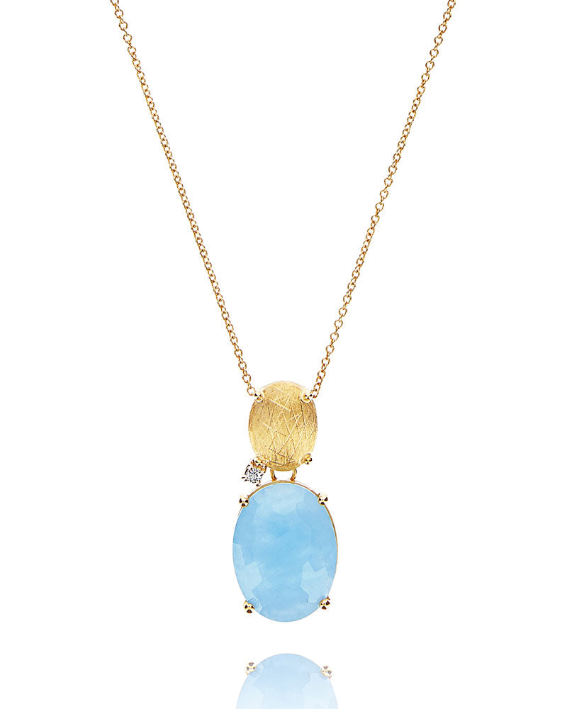 Nanis Collana "IPANEMA" con boule pendente in oro, acquamarina e dettaglio d – Nanis Italian Jewels