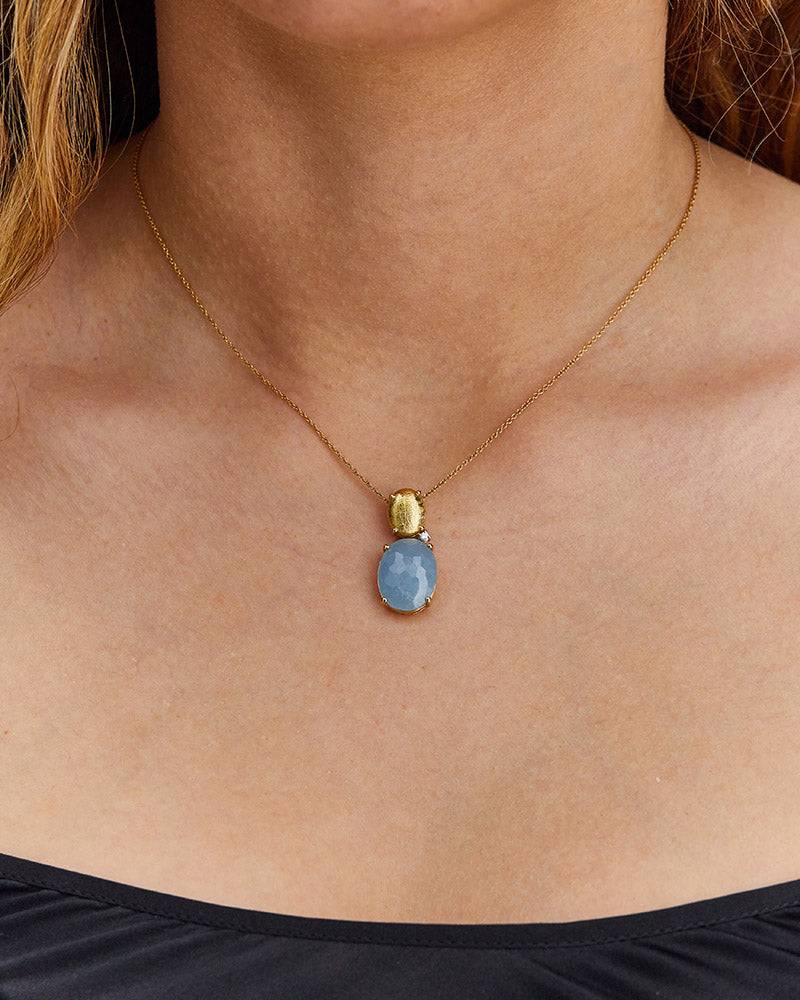 Nanis Collana "IPANEMA" con boule pendente in oro, acquamarina e dettaglio d – Nanis Italian Jewels Economico