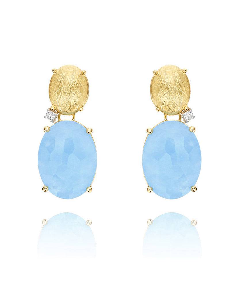 Nanis Orecchini "IPANEMA" con boules in oro, acquamarina e dettaglio di diam – Nanis Italian Jewels