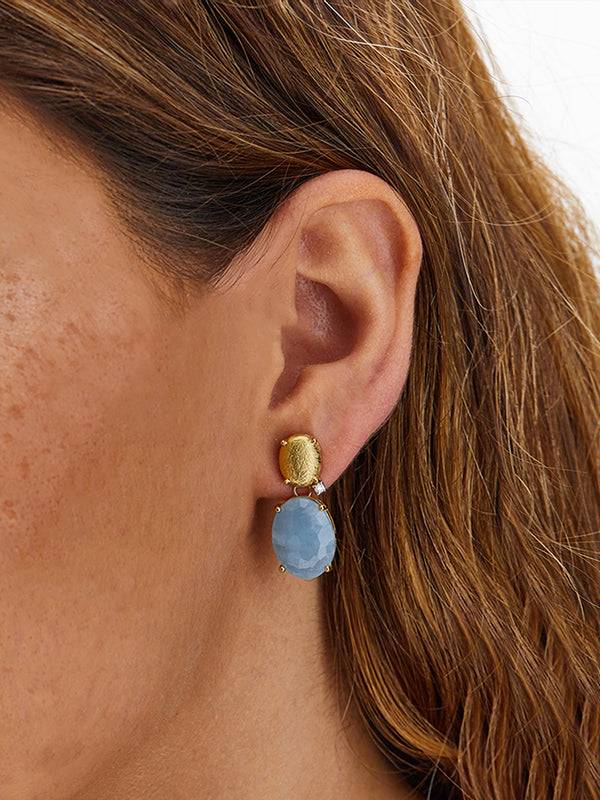 Nanis Orecchini "IPANEMA" con boules in oro, acquamarina e dettaglio di diam – Nanis Italian Jewels Online
