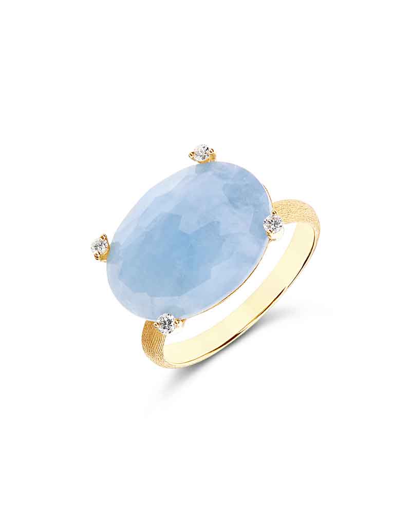 Nanis Anello "IPANEMA" in oro, acquamarina e dettagli di diamanti (grande) – Nanis Italian Jewels