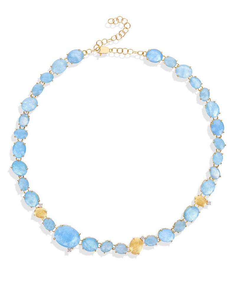 Nanis Collana girocollo "IPANEMA" in oro, acquamarina e diamanti – Nanis Italian Jewels