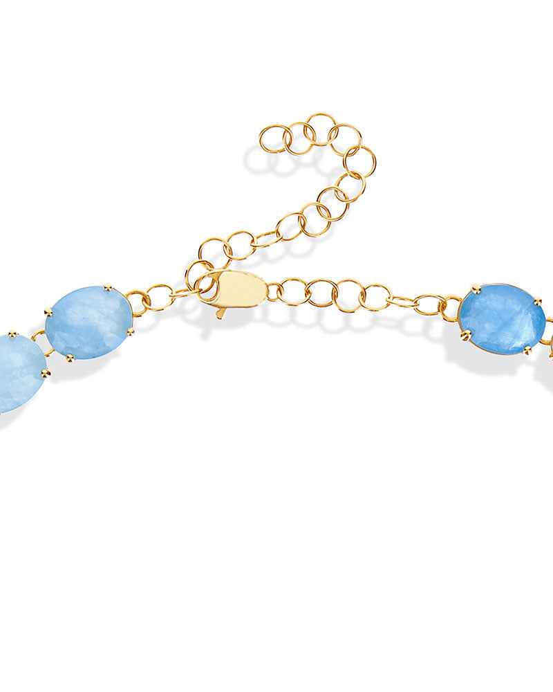 Nanis Collana girocollo "IPANEMA" in oro, acquamarina e diamanti – Nanis Italian Jewels In Vendita
