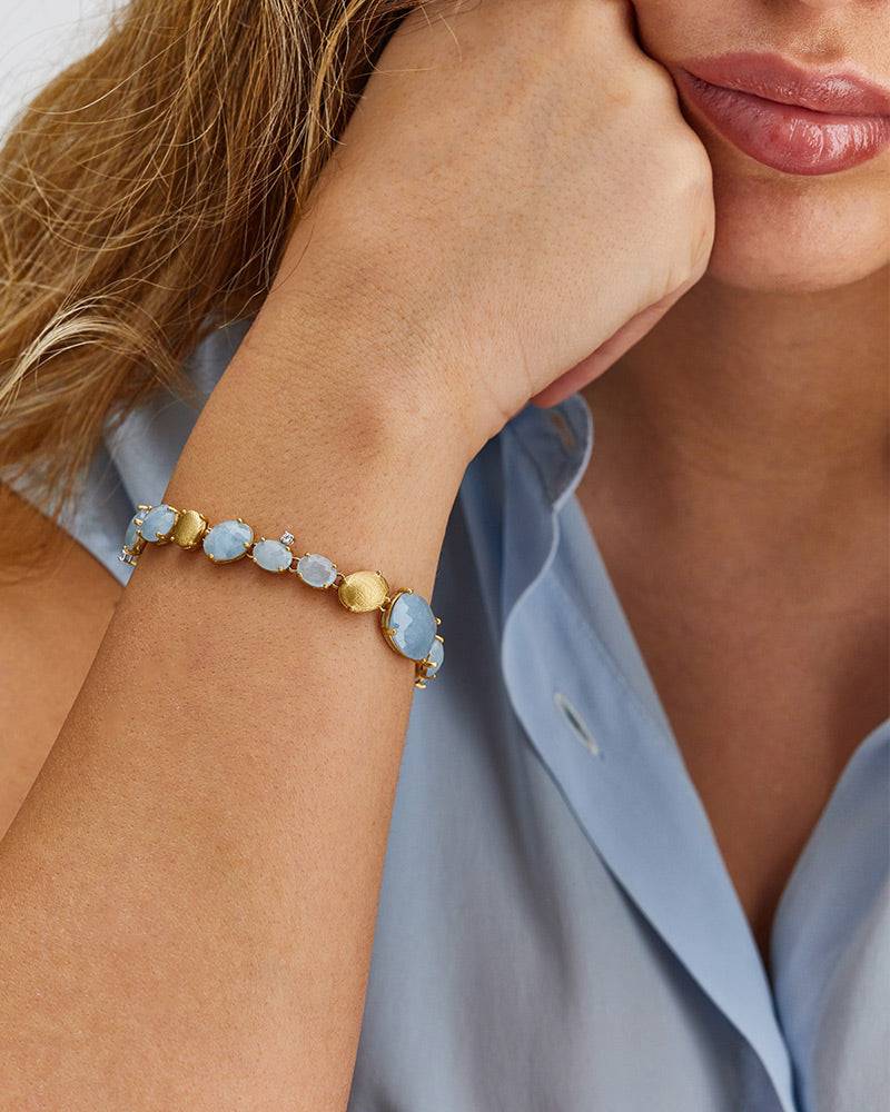 Nanis Bracciale "IPANEMA" in oro, acquamarina e diamanti – Nanis Italian Jewels Offerte
